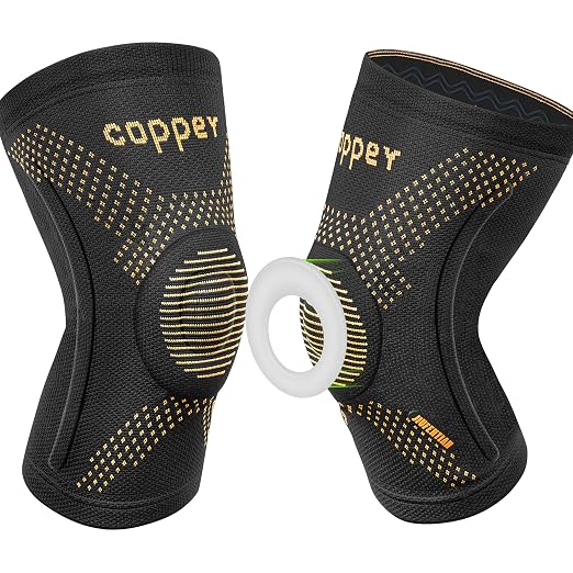 JIUFENTIAN Copper Knee Braces for Arthritis Pain (2 pack)- Professional Knee Suppot with Side Stabilizers - Breathable Compression Sleeves for Pain Relief & Stability (Arthritis, Gym, Work)-X-Large