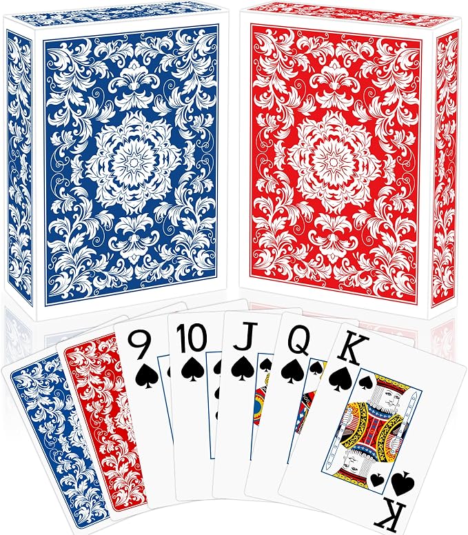 Playing Cards,Deck of Cards,Playing Card 2 Pack,Poker Cards Set,Jumbo Large Print Playing Cards for Adults Seniors,Card Games for Family Game Night Party (Blue and Red)