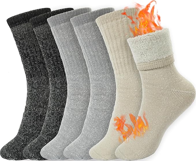 BomKinta Wool Hiking Socks Women - Merino Thick Warm Thermal Boot Socks - Winter Cozy Crew Sock Size 5-11