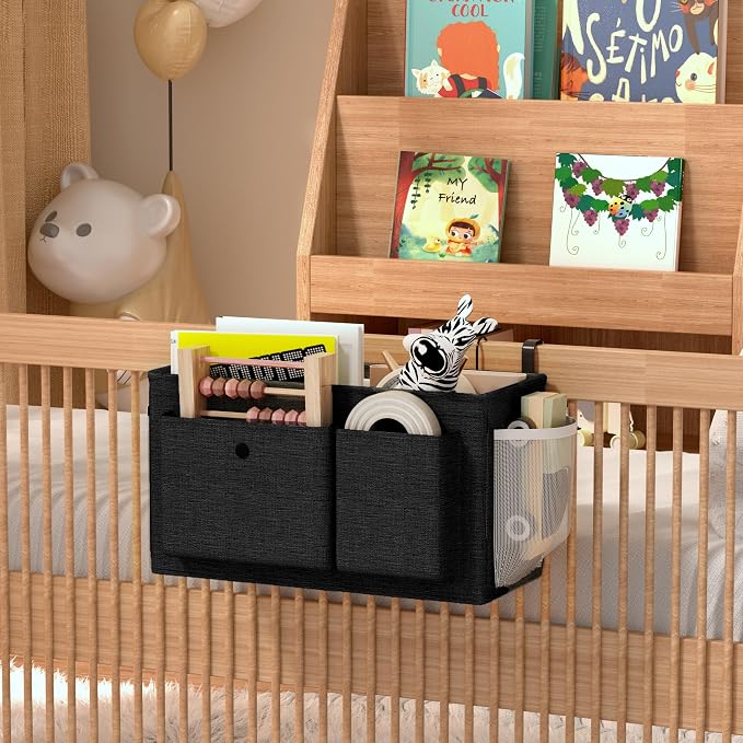 Bedside Caddy Bedside Storage Hanging Organizer for Bunk Dorm Bed Rail | Bed Caddy with Hooks, Top Bunks and Dorm Essentials for Water, Tissues, Tablets, Books, Phones, Remotes and Other Necessories