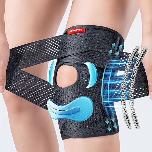 changenow Upgraded Medical-Grade Knee Brace for Women and Men,[Ultra Breathable & V-Straps] Knee Support with Side Stabilizers,for Meniscus Tear,Knee Pain,Arthritis,MCL,ACL Injuries-Knee Wrap(Small)