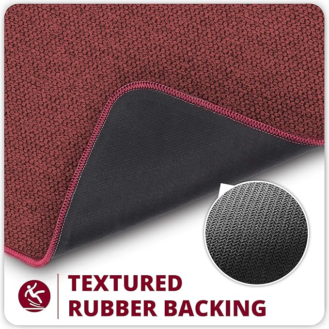Bath Mat,Ultra Thin Bathroom Runner Rugs,Large Bath Mats for Bathroom,Quick Dry,Non-Slip,Machine Washable,Low Pile,Bath Rug,Shower Outside,Sink,Home Decor Accessories.Red,3'x5'(36x60inch)