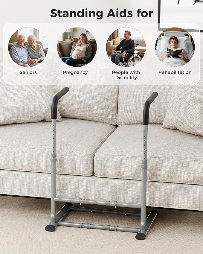 Couch Stand Assist Aid for Elderly, Sofa Chair Lift Assist Devices for Seniors Sit to Stand, Standing Aids & Supports, Pregnancy, Disabled, Floor Gap Height ≥ 1.4" Leg Gap ＞24", Grey