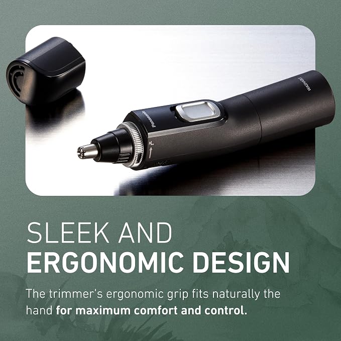 Panasonic Ear and Nose Hair Trimmer for Men with Vacuum Cleaning System, Powerful Motor and Dual-Edge Blades for Smoother Cutting, Wet/Dry – ER-GN70-K (Black)