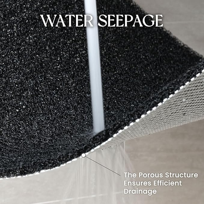 Bathtub Mat Non Slip, 32x20 Inch Shower Mats for Inside Shower, PVC Loofah Bathroom Mat Quick Dry with Drain Hole, Phthalate-Free Bath Mats for Shower Bathroom Tub and Wet Areas (Black)