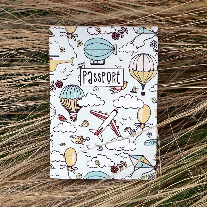Passport Cover for Kids, Women and Men, Cute Travel Passport Holder (Dirigible Pattern)