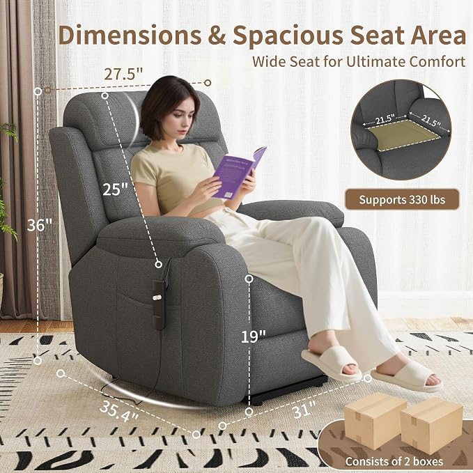 Power Lift Recliner Chair for Elderly with Remote Control - Heavy Duty 330 lbs Snowflake Velvet Fabric, Compact Electric Lift Chair for Seniors Small Spaces Living Room Bedroom