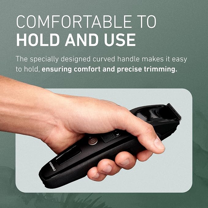 Panasonic Beard Trimmer for Men Cordless Precision Power Hair Clipper with Comb Attachment, 19 Adjustable Settings, Washable, ER-SB40-K, 0.5-10 mm Lengths