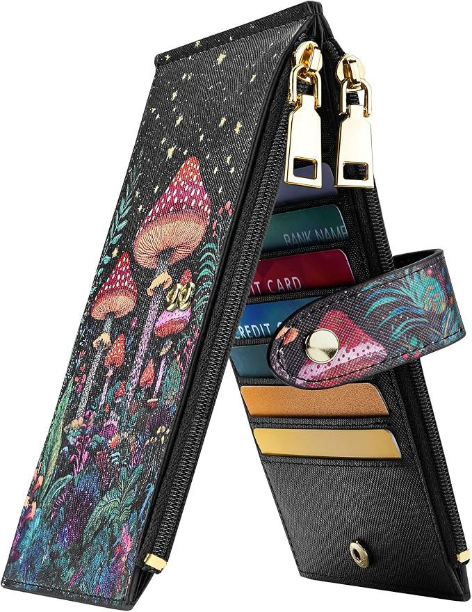 Travelambo RFID Wallet Women Large Size Bifold Multi Card Wallet Case with Zipper Pocke Credit Card Holder for Women