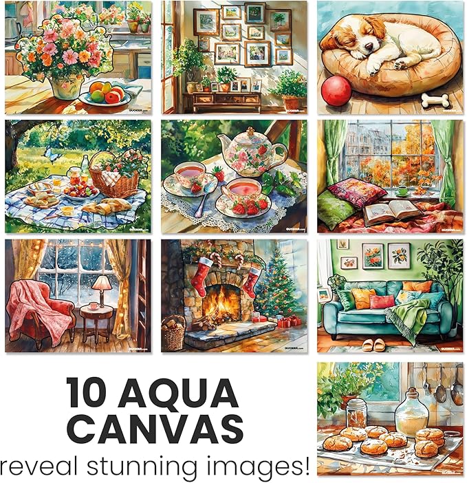 QUOKKA Water Painting Dementia Activities for Seniors – Cozy Home Edition – Alzheimers Products for Elderly - Activities for People with Dementia - Crafts for Seniors