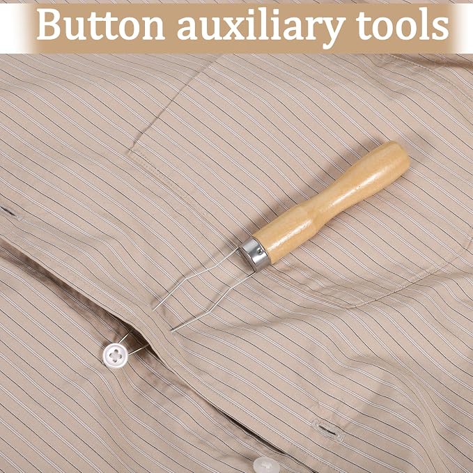 3 Pcs Easy Button Hook Comfort Wide Grip Button Assist Device Buttons Helper Tool with Easy Grip Wooden Handle Buttons Hook Assist Device for Limited Dexterity Caused