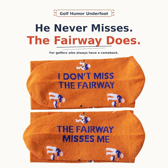 Funny Golf Gifts Socks for Men, Golf Accessories, Size 8-13 Gift Box & Card | Golf gifts for men, soft breathable crew socks, funny gift idea for birthdays, holidays, coworkers, husbands, or golf lovers