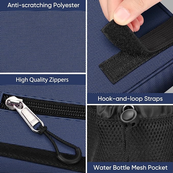 FINPAC Large Walker Tote Bag with Cup Holder, Folding Walker Attachment Hands-Free Storage Basket Mobility Aid Accessory Pouch for Elderly, Senior, Navy Blue