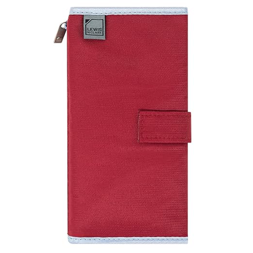 Lewis N. Clark Travel Pill Organizer, for Vitamins, Medication, Prescriptions, Or Medicine Storage, 16 Slot Pouch, Red