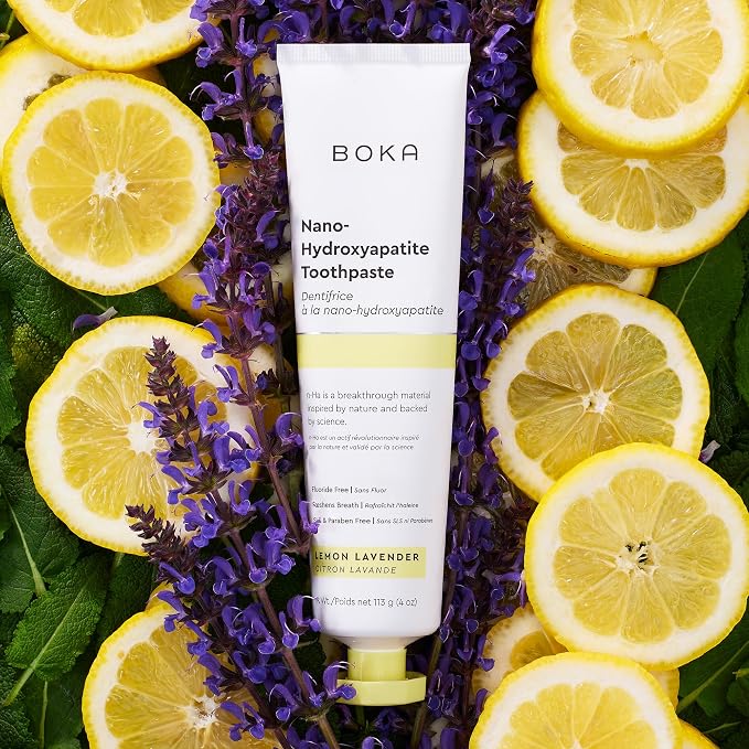 Boka Fluoride Free Toothpaste, Nano Hydroxyapatite Toothpaste, Appropriate for Sensitive Teeth - for Adult Oral Care - Lemon Lavender Flavor, 4 Fl Oz 3Pk