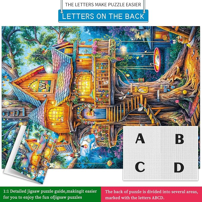 Puzzles for Adults 1000 Pieces, Elf Tree Jigsaw Puzzle with 1:1 HD Poster, Perfect Interlocking No Dust, Stress Relief Ideal Gift for Family Games