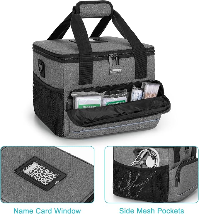 Trunab Insulated Medical Bag with Dividers, Medicine Pouch,Grey | Empty Bag for Custom Setup, Ideal for Home, Travel and Camping