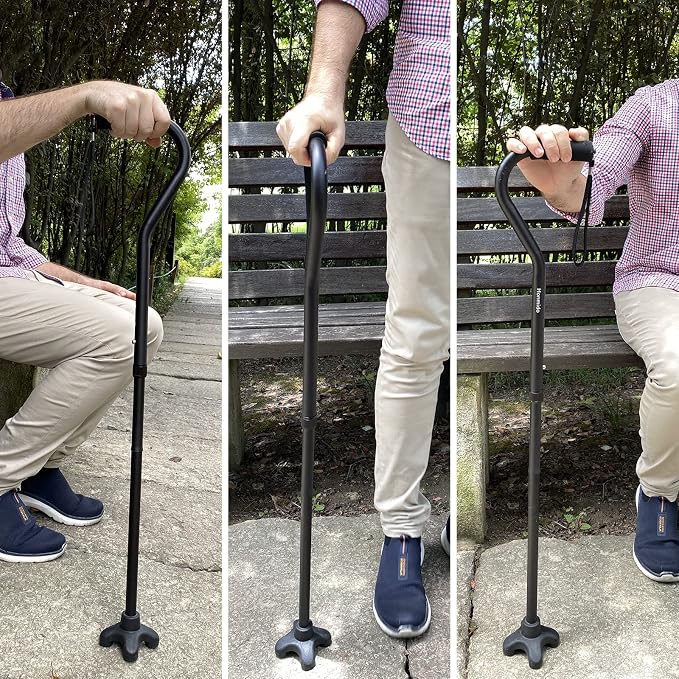 Walking Cane Foldable for Men & Women Seniors for Balance,Self Standing Folding,Height Adjustable Anti-Slip Lightweight Alloy Walking Stick for Travel Mobility Aid