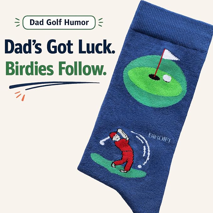 Funny Golf Gifts Socks for Men, Golf Accessories, Size 8-13 Gift Box & Card | Golf gifts for men, soft breathable crew socks, funny gift idea for birthdays, holidays, coworkers, husbands, or golf lovers
