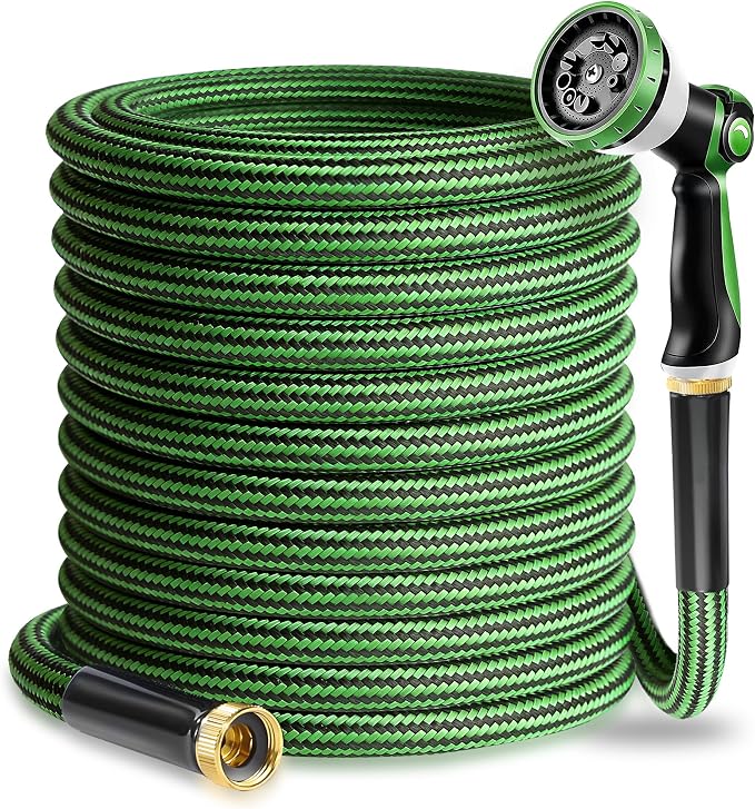 Garden Hose 50 FT-Triple-layer pipe, Water Hose with solid Aluminum Fittings, Ultra-Lightweight and Flexible, Abrasion-Resistant, Rust-Resistant,Watering and Cleaning for Outdoor