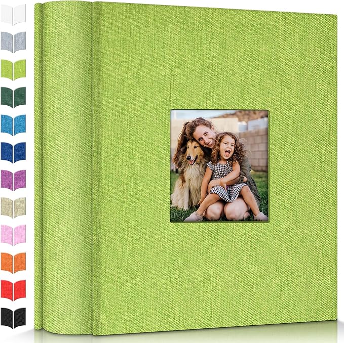 Artfeel Photo Album 4x6 with 1000 Pockets,Slip-in Picture Albums,Linen Cover Memory Book with Front Window,White Page Vertical Photo Book for Wedding,Family,Anniversare,Baby,Vacation