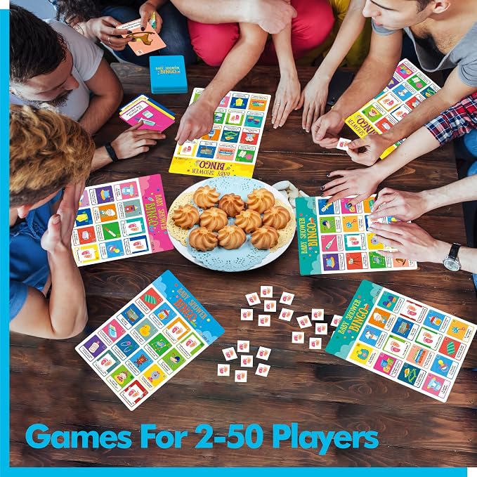 Gethelud Baby Shower Bingo Game, 50 Bilingual Spanish & English Bingo Cards for Gender Reveal Party, Baby Shower, Game Favors, Supplies, Decorations for Adults (50 Players)