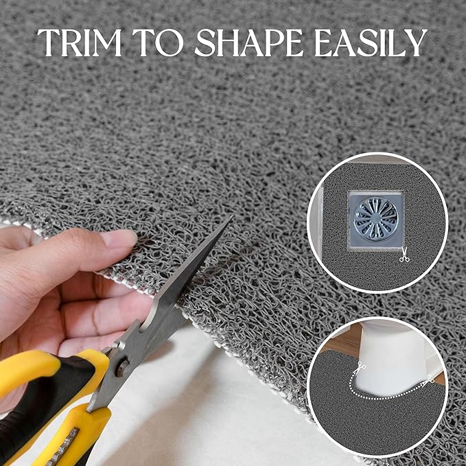 Bathtub Mat Non Slip, 32x20 Inch Shower Mats for Inside Shower, PVC Loofah Bathroom Mat Quick Dry with Drain Hole, Phthalate-Free Bath Mats for Shower Bathroom Tub and Wet Areas (Grey)