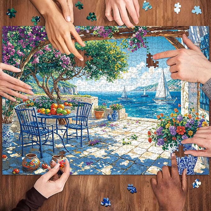 Puzzles for Adults 1000 Pieces,Summer Coast Jigsaw Puzzle with 1:1 HD Poster, Perfect Interlocking No Dust, Stress Relief Ideal Gift for Family Games