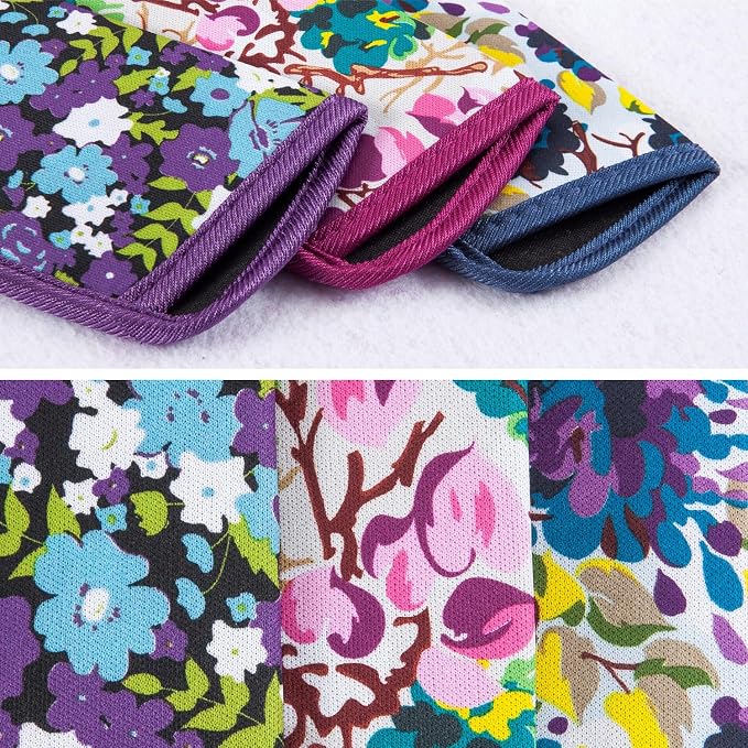 TRIUMPH VISION Reading Glasses Pouch Eyeglass Sleeve Soft Case Slim 3 Pack | Alternative to Bulky Case Lightweight，Neoprene Lined Padded Protect Optical lens Slip in, Cute Pattern Portable for Daily Use
