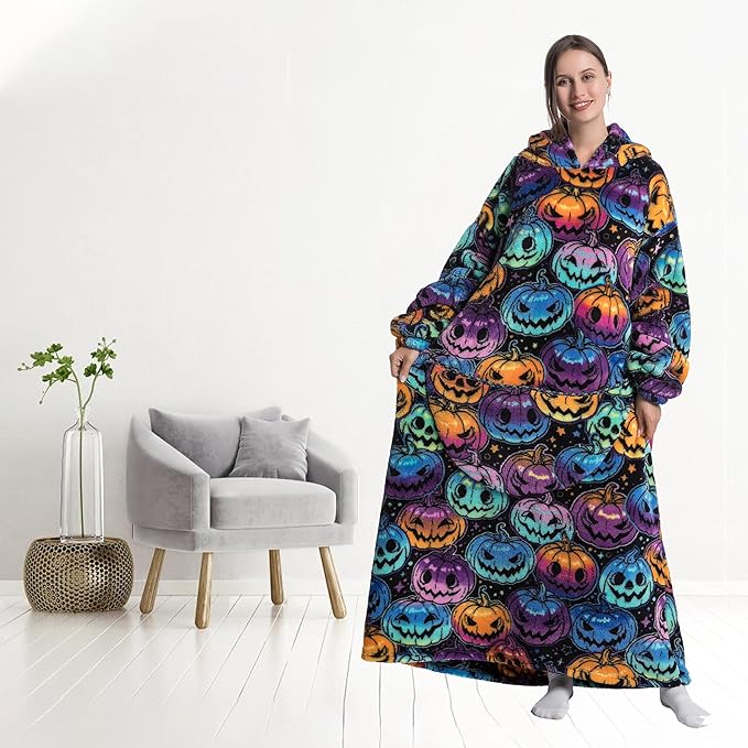 Blanket Hoodie, Long Hooded Blanket Sweatshirt as Birthday Gifts for Women Men, Long Wearable Blanket for Women Men.