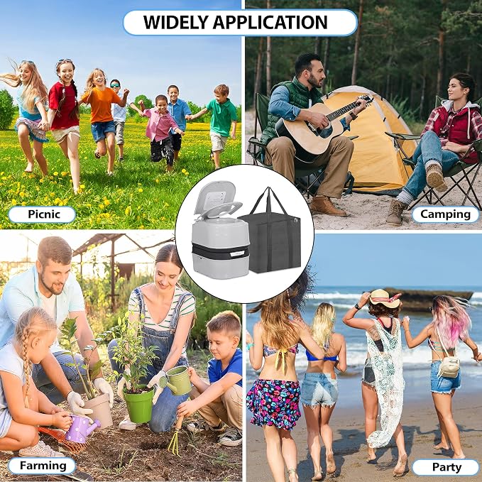 HSM 6.4 Gallon Waste Tank Portable Toilet for Camping RV Boating Fishing Indoor Outdoor Toilet Compact Double-outlet Anti-leak Seal Ring Commode with Travel Bag Sprinkling Bottle | for RV Boating Fishing Indoor Outdoor Toilet Compact Double-outlet Anti...