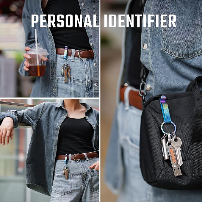 KeyUnity KM00 Titanium Belt Loop Keychain Clip Double Side Quick Release Key Holder with Detachable Key Ring