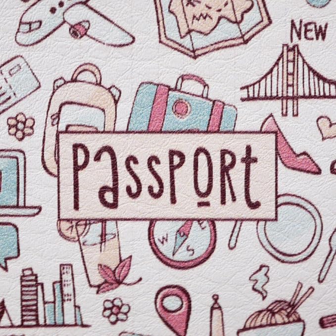 Passport Cover for Kids, Women and Men, Cute Travel Passport Holder (Light Travel Pattern)