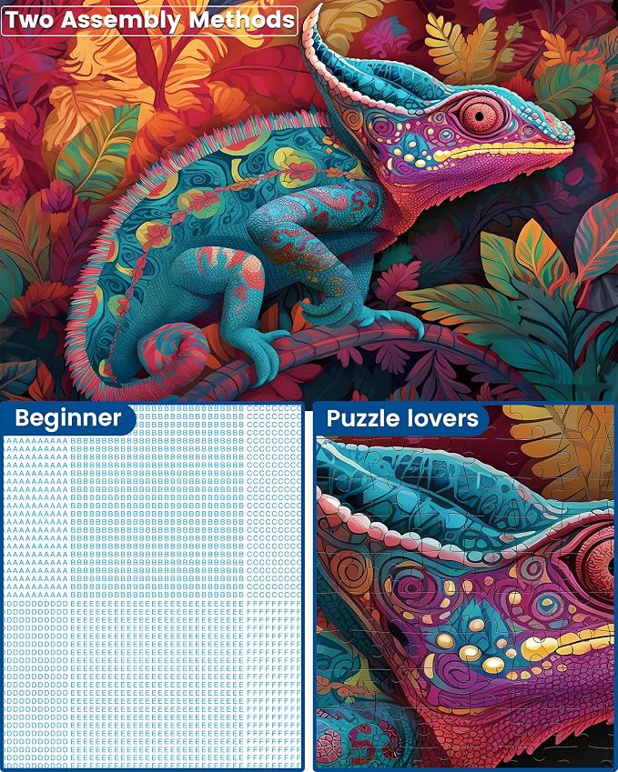 Jigsaw Puzzle 500 Pieces, Chameleon Animal Puzzles for Adults 500 Pieces | Paper Jigsaw Puzzle for Adults and Families, Pieces Fit Together Perfectly, Smooth Edging, Leisure Animal Puzzle