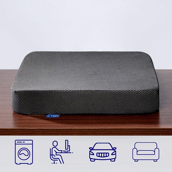Ifoam Gel Infused Memory Foam Layer Wheelchair Cushion - Seat Cushion for Wheelchair-Office Chair, Kitchen Chair-Pressure Sore and Tailbone Pain Relief-High Dense Polyfoam Base (Black, 20×18×3 inch)
