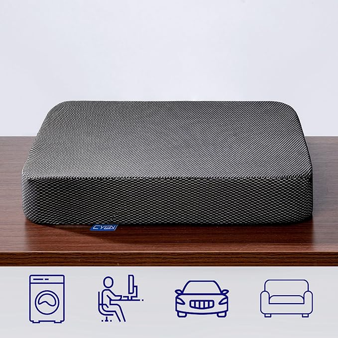 Ifoam Gel Infused Memory Foam Layer Wheelchair Cushion - Seat Cushion for Wheelchair-Office Chair, Kitchen Chair-Pressure Sore and Tailbone Pain Relief-High Dense Polyfoam Base (Black, 16×16×3 inch)