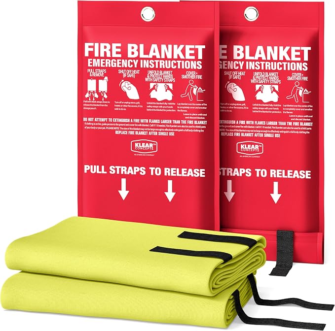 Emergency Fire Blanket, Silicone-Coated 40x40 UM9 Fiberglass, Rated to 1612°F, Smothers Kitchen, Home, RV & Camping Fires, National Park Foundation Partner, Designed in USA - Pack of 2
