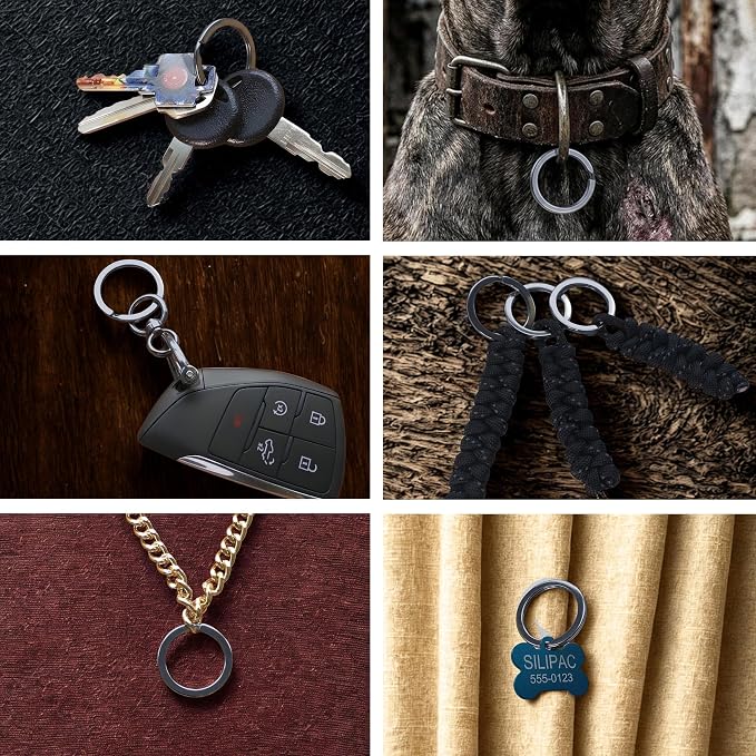 Heavy Duty Dog Tag & Key Rings 30mm 10 Pack – Nickel-Plated Iron Split Rings for Pet ID, Keys, Crafts & Lanyards