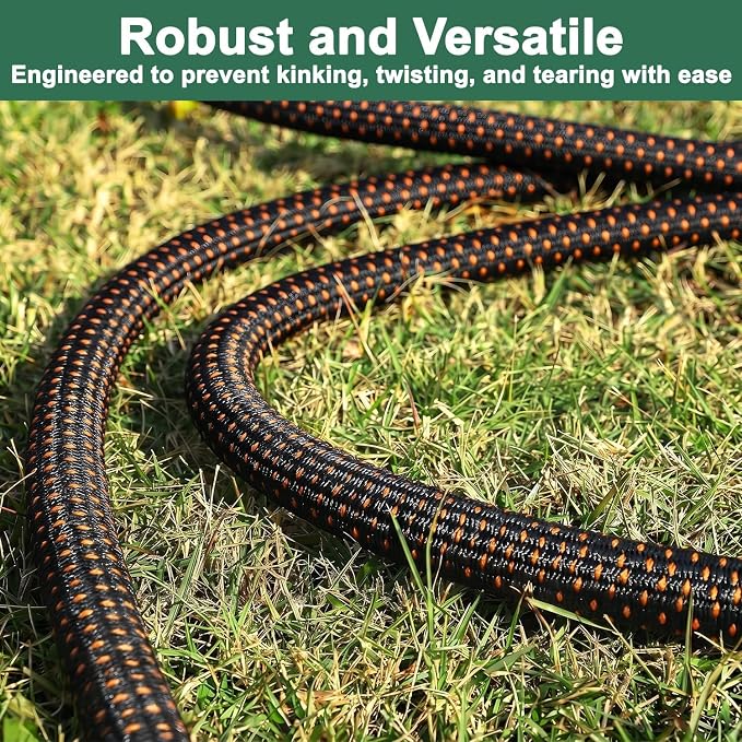 30FT Flexible Garden Hose & 10Modes Nozzle,Lightweight Water Hose,Kink-Free,All-Weather 3/4 in. Hose for RV,Boat,Car Wash,Garden,Yard,Camper,Outdoor NoneExpanding (Orange-Black, 30 Feet)