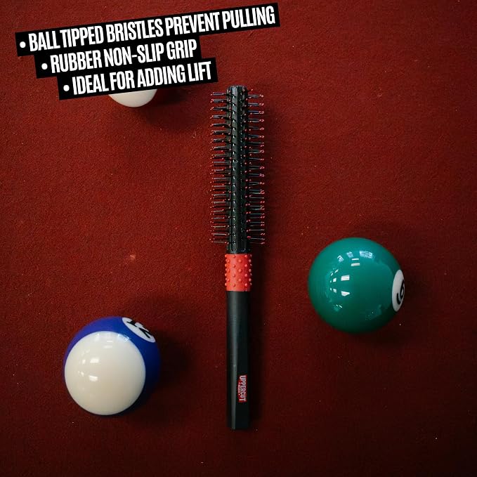 Uppercut Deluxe Quiff Roller Hair Brush for Men and Women – Round Styling Brush for Volume, Lift & Pompadour Styles – Blow Dry Quiff Roller with Ball Tip Bristles, Non-Slip Grip, Barber Styling Tool