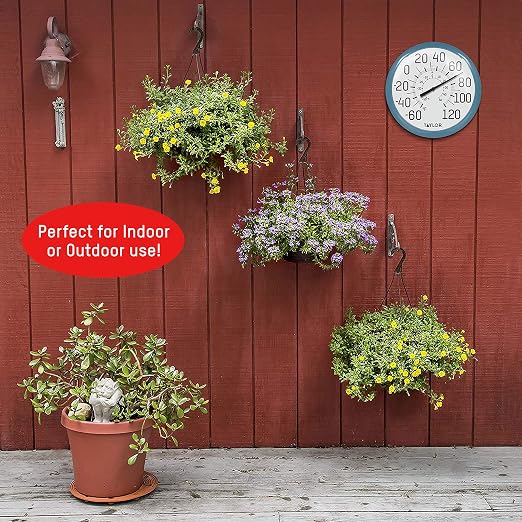 Taylor Big and Bold Wall Indoor Outdoor Thermometer, Easy to Read Numbers for Patio, Pool, and Indoor Areas 13.25 inch, Teal