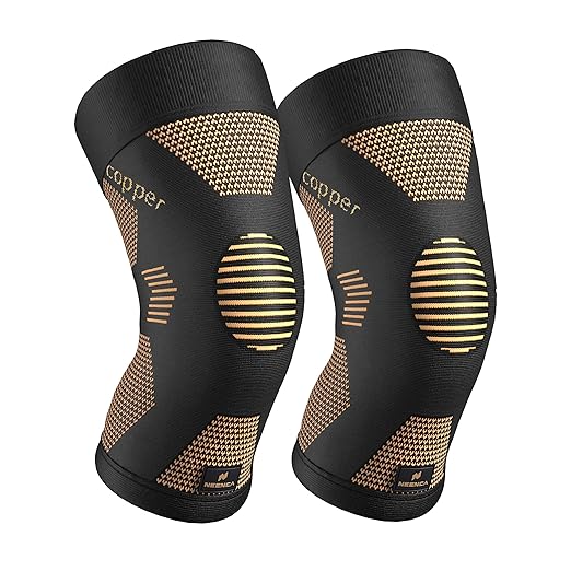 NEENCA Copper Knee Brace for Women and Men, Knee Compression Sleeve for Knee Pain, Arthritis, ACL, Meniscus Tear, Joint Pain Relief, Knee Support for Running, Working Out, Fitness, Weightlifting -Pair