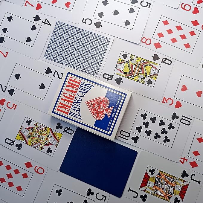 Plastic Playing Cards, Poker Size, Casino Quality, Jumbo Index, Waterproof & Washable, Perfect for Texas Hold’em Poker, 1 Blue Deck & 1 Red Deck