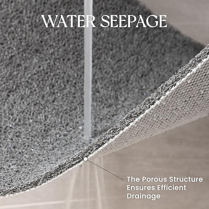 Bathtub Mat Non Slip, 24x16 Inch Shower Mats for Inside Shower, PVC Loofah Bathroom Mat Quick Dry with Drain Hole, Phthalate-Free Bath Mats for Shower Bathroom Tub and Wet Areas (Grey)