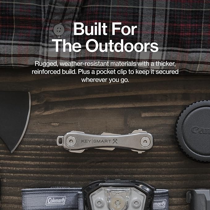 KeySmart Rugged Keychain Multitool Key Holder, Up to 14 Keys | Key Organizer for EDC. Expandable, Durable Build, Reduces Key Chain Bulk & Jingle, Pocket Clip & Bottle Opener Included