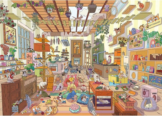 1000 Piece Jigsaw Puzzles for Adults,Pet Paradise Puzzle with 1:1 HD Poster, Precise Interlocking, Letter Markings on Back, Dust-Free, Stress Relief & Ideal Family Game Gift