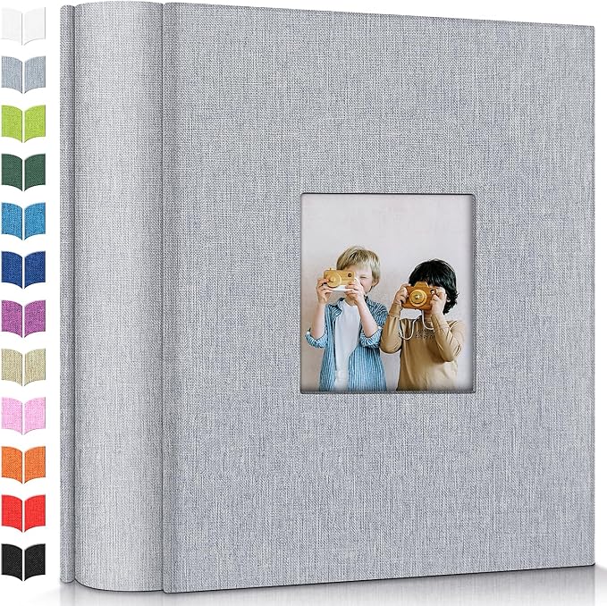 Artfeel Photo Album 4x6 with 1000 Pockets,Slip-in Picture Albums,Linen Cover Memory Book with Front Window,White Page Vertical Photo Book for Wedding,Family,Anniversare,Baby,Vacation