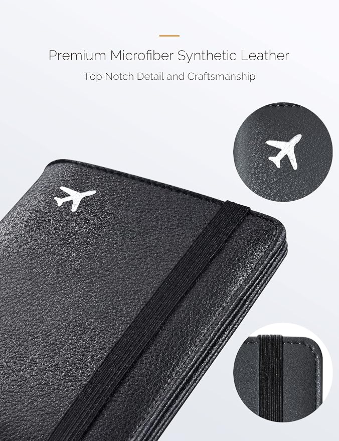 Mymazn Black Passport Holder Passport Wallet with Clear Pocket Passport and Vaccine Card Holder Combo Passport Cover Passport Case with RFID Blocking Clear Pocket for Vaccine Card (black)