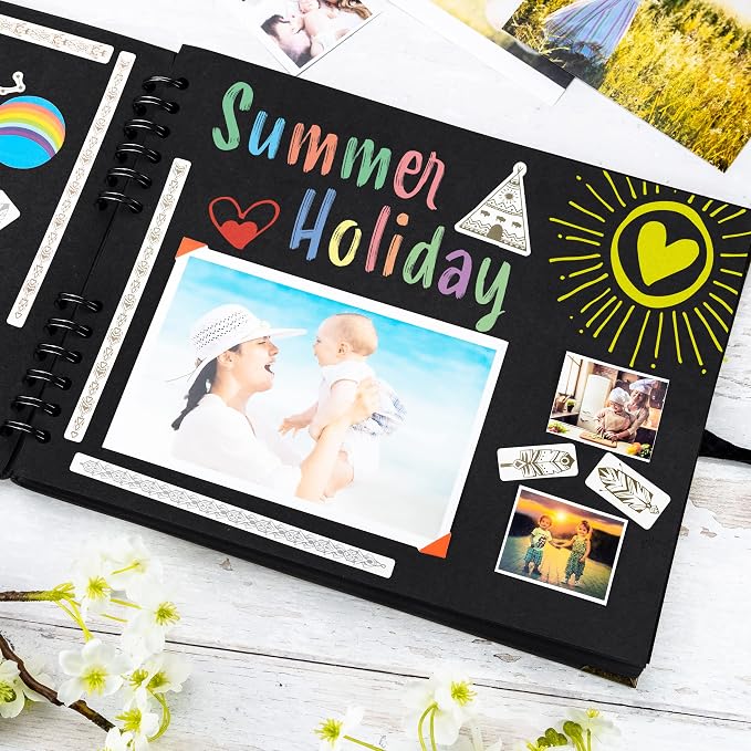 Bstorify Large Scrapbook Photo Albums 50 Pages (11 x 8.5 inch) Black Thick Kraft Paper, Memory Book - Ideal for Your Scrapbooking, Art & Craft Projects