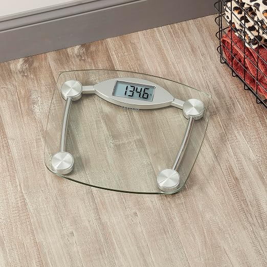 Taylor Digital Bathroom Scale, Body Weight Scale, Instant On and Off, 400 lb Capacity, Sturdy Clear Glass with Chrome-Finish Base